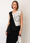 Nilmark Abstract Print Linen Top, Black and White