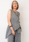 Nilmark Asymmetric Button Down Top, Grey