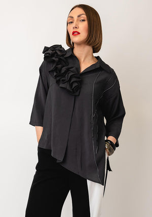 Nilmark Contrast Stitch Corsage Shirt, Dark Grey