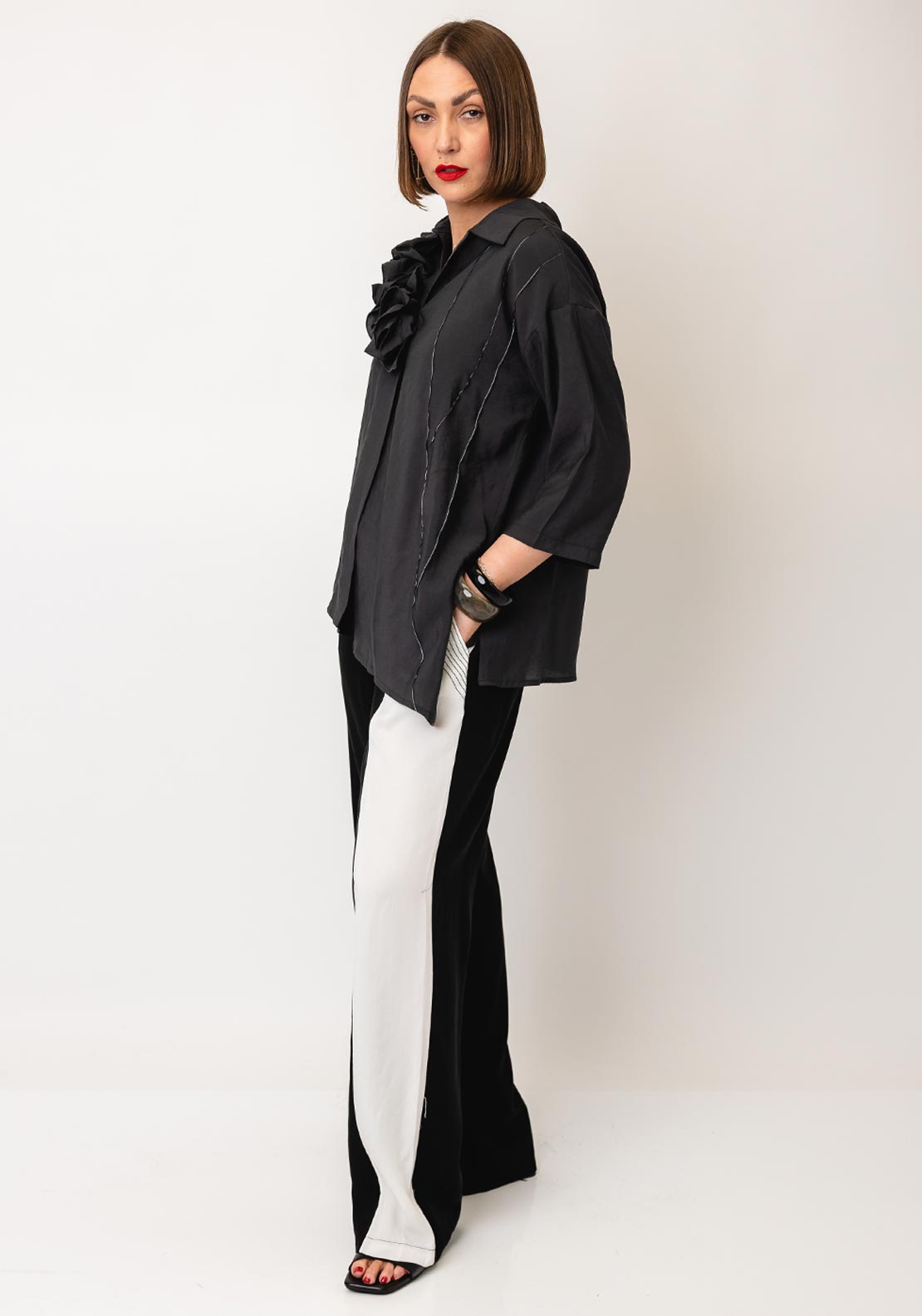 Nilmark Contrast Stitch Corsage Shirt, Dark Grey