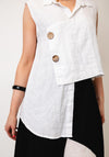 Nilmark Linen Asymmetric Sleeveless Blouse, White