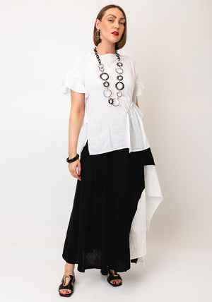 Nilmark Linen Ruched Effect Blouse, White