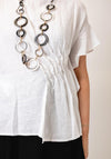 Nilmark Linen Ruched Effect Blouse, White