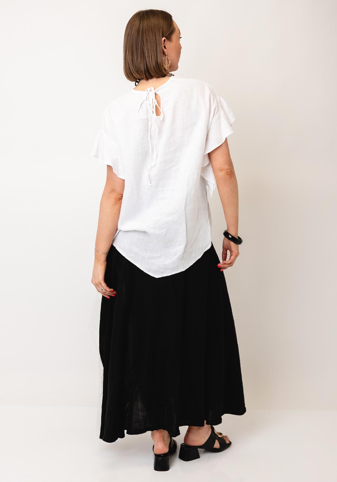 Nilmark Linen Ruched Effect Blouse, White