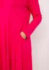 NOEN Round Neck Midi Jersey Dress, Fuchsia