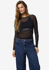 Noisy May Judith Mesh Long Sleeve Top, Black