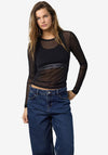 Noisy May Judith Mesh Long Sleeve Top, Black