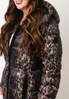 Normann Leopard Print Long Puffer Coat, Brown
