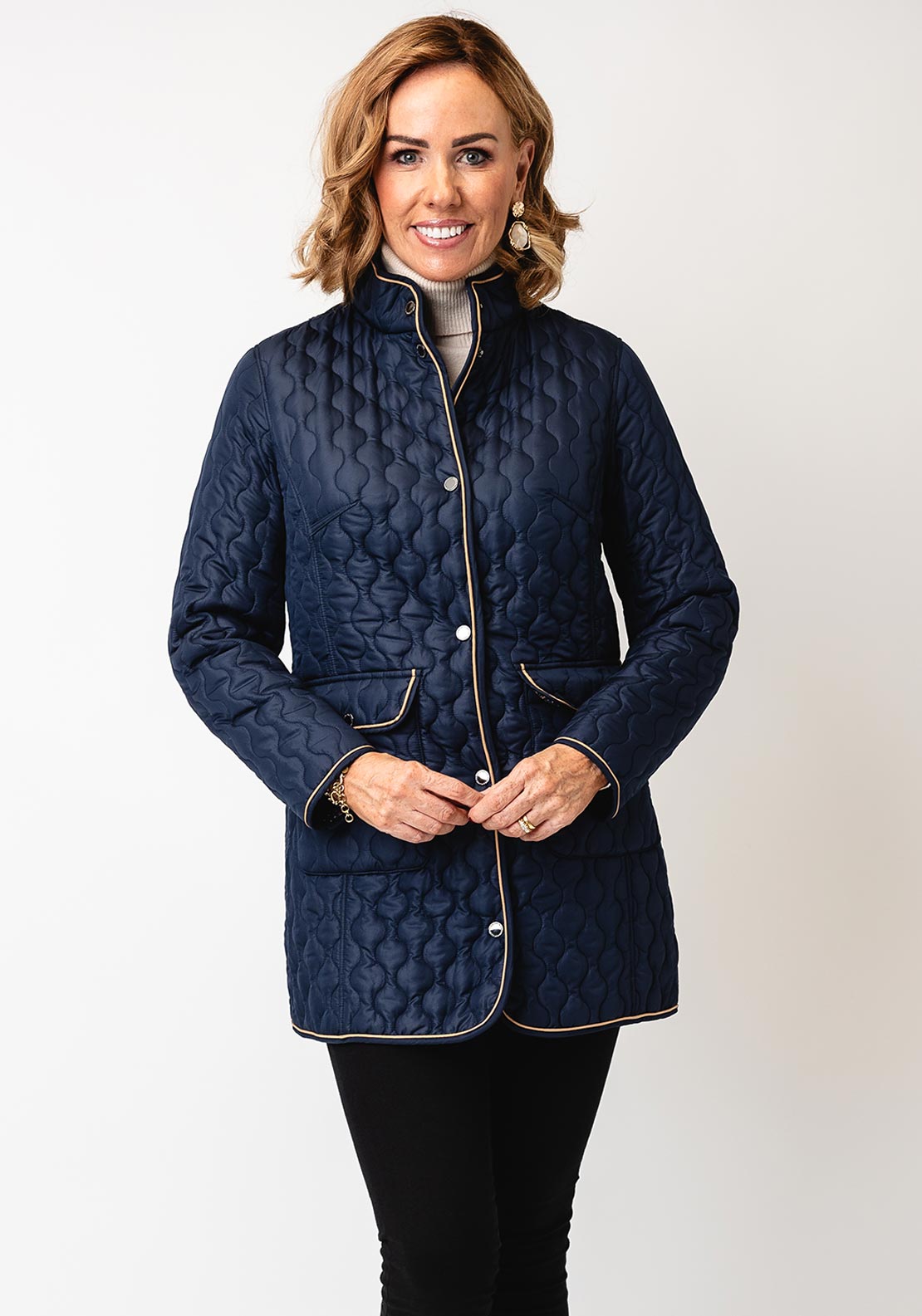 Normann Reversible Leaf Print Quilted Jacket, Navy