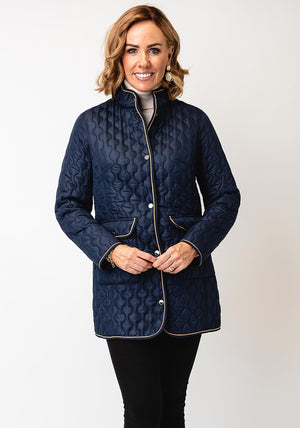 Normann Reversible Leaf Print Quilted Jacket, Navy