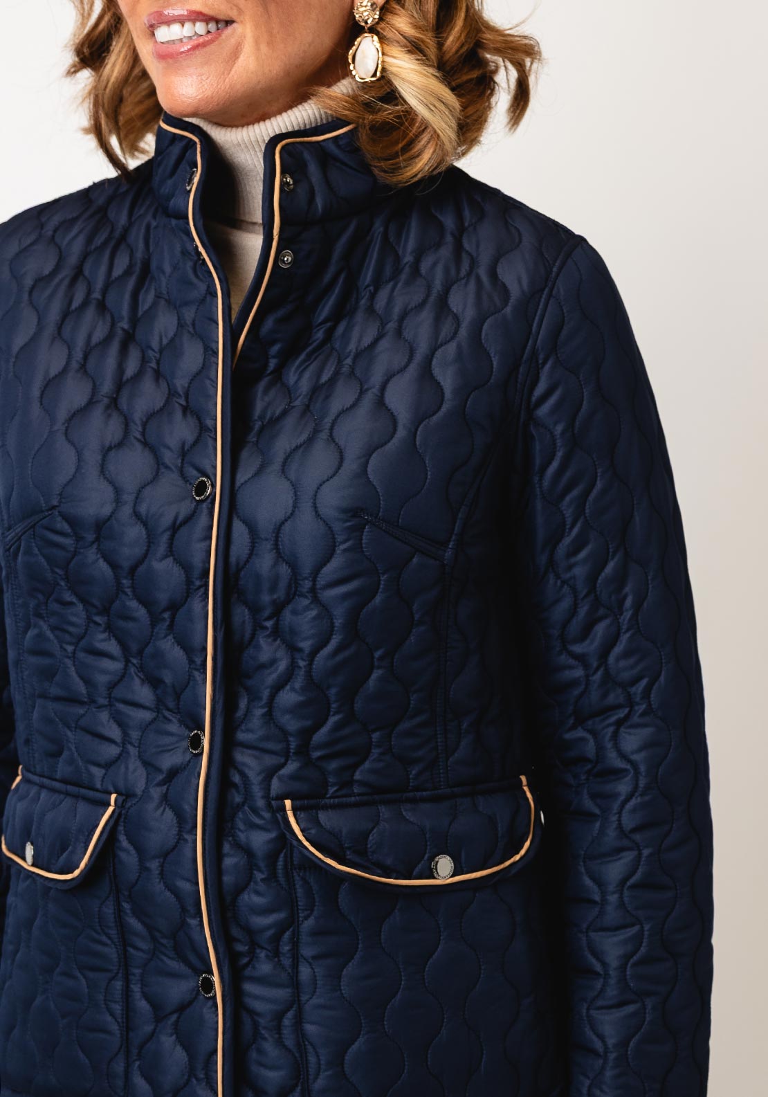 Normann Reversible Leaf Print Quilted Jacket, Navy