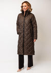 Normann Gingham Quilted Long Jacket, Tan