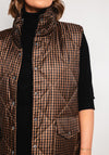 Normann Gingham Print Longline Padded Gilet, Brown