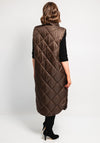 Normann Gingham Print Longline Padded Gilet, Brown