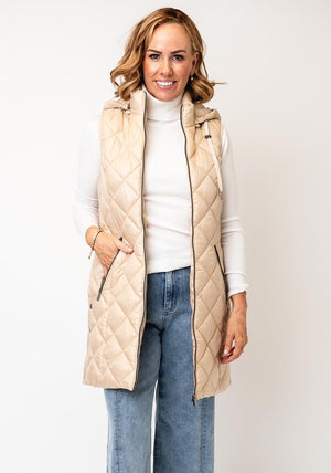 Normann Quilted Hooded Gilet, Beige