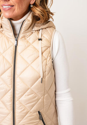 Normann Quilted Hooded Gilet, Beige