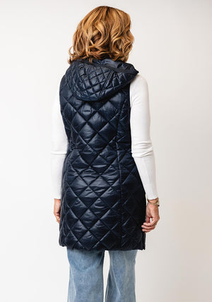 Normann Quilted Hooded Gilet, Navy