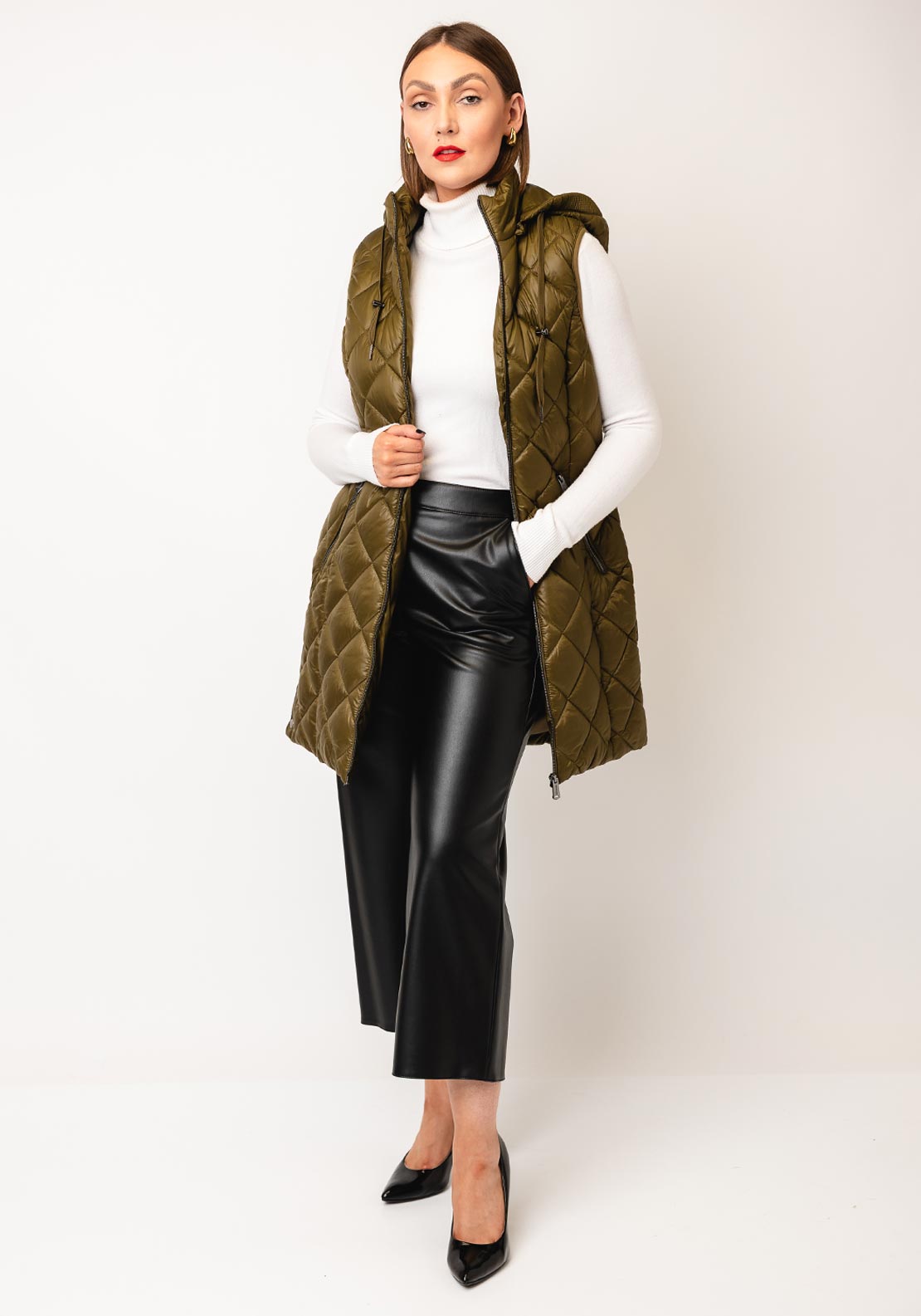 Normann Diamond Quilt Puffer Gilet, Green