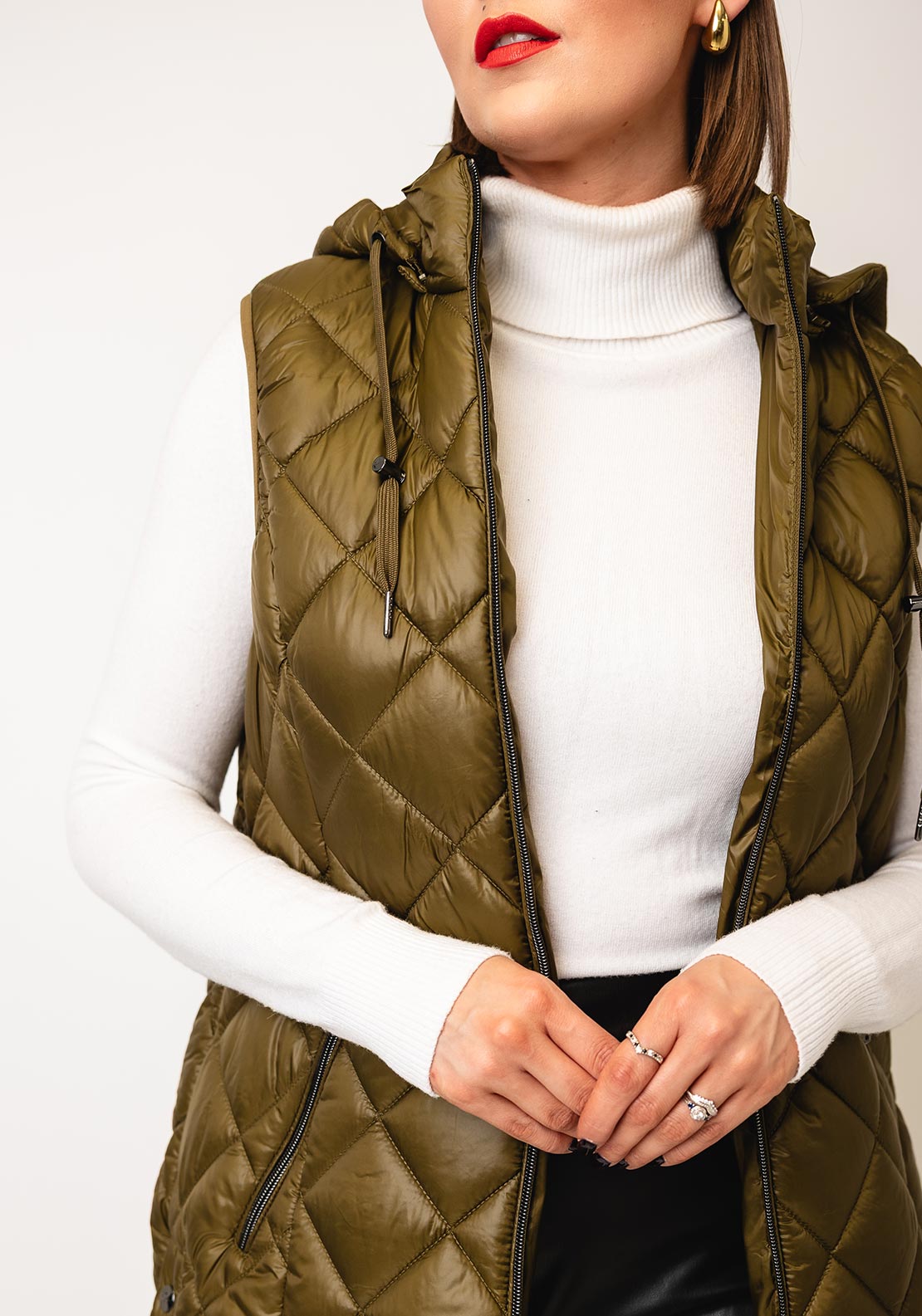 Normann Diamond Quilt Puffer Gilet, Green