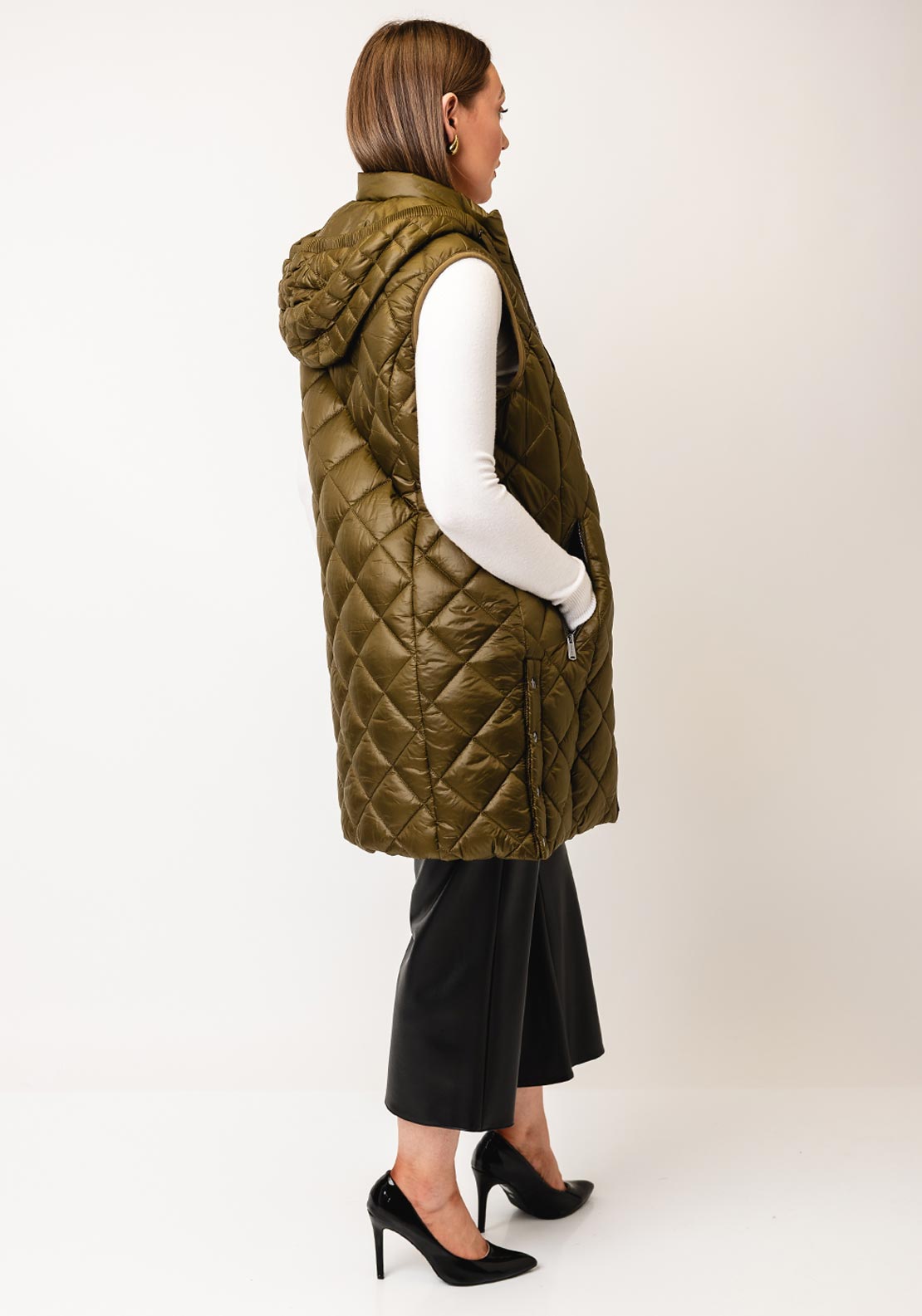 Normann Diamond Quilt Puffer Gilet, Green