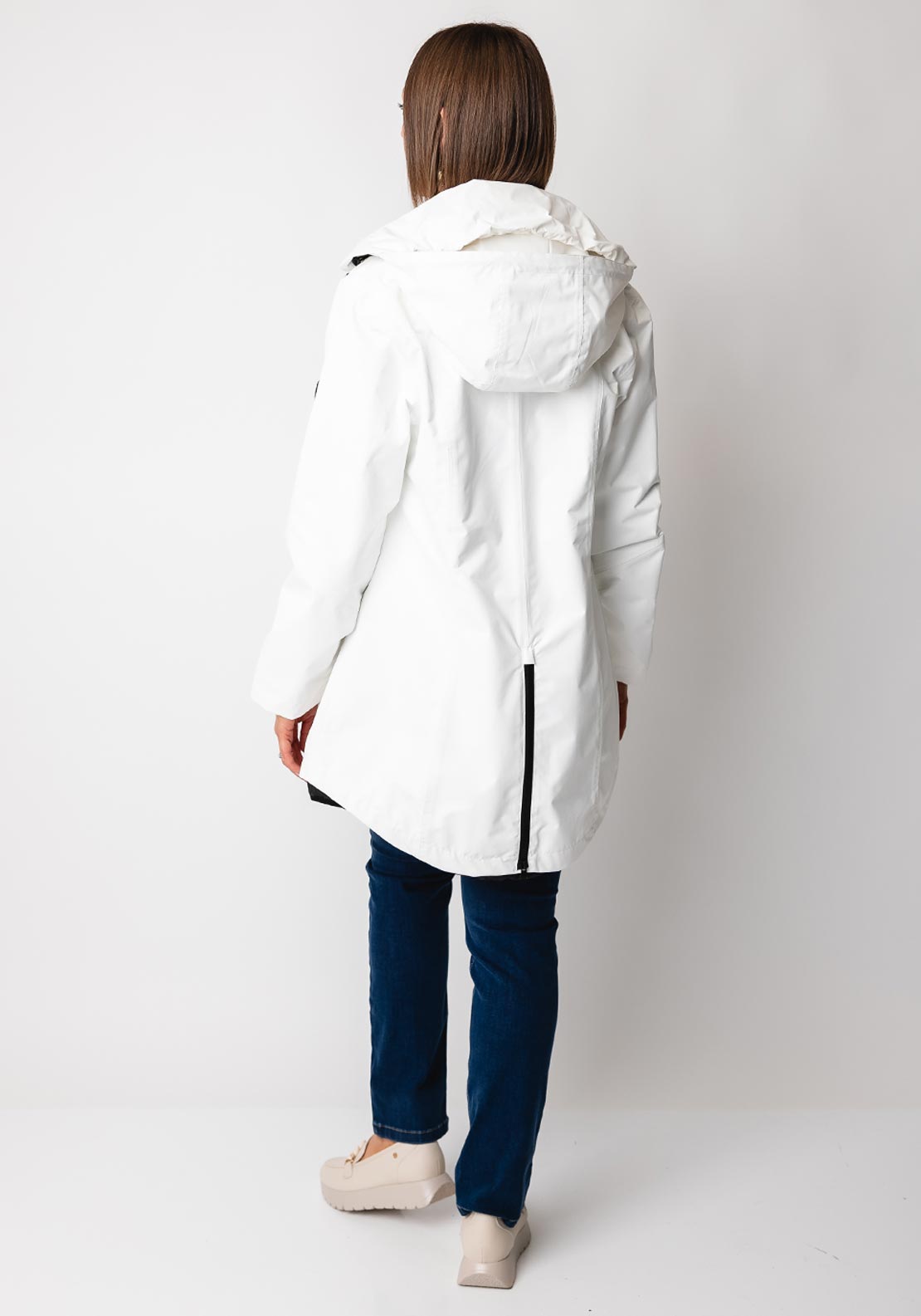 Normann Zipped Hooded Raincoat, White