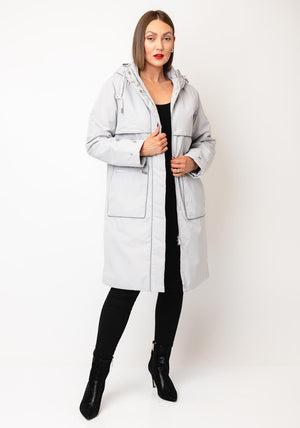 Normann Waterproof Hooded Long Coat, Grey