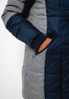Normann Contrast Hooded Padded Coat, Navy