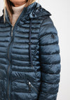 Normann High Shine Padded Coat, Navy