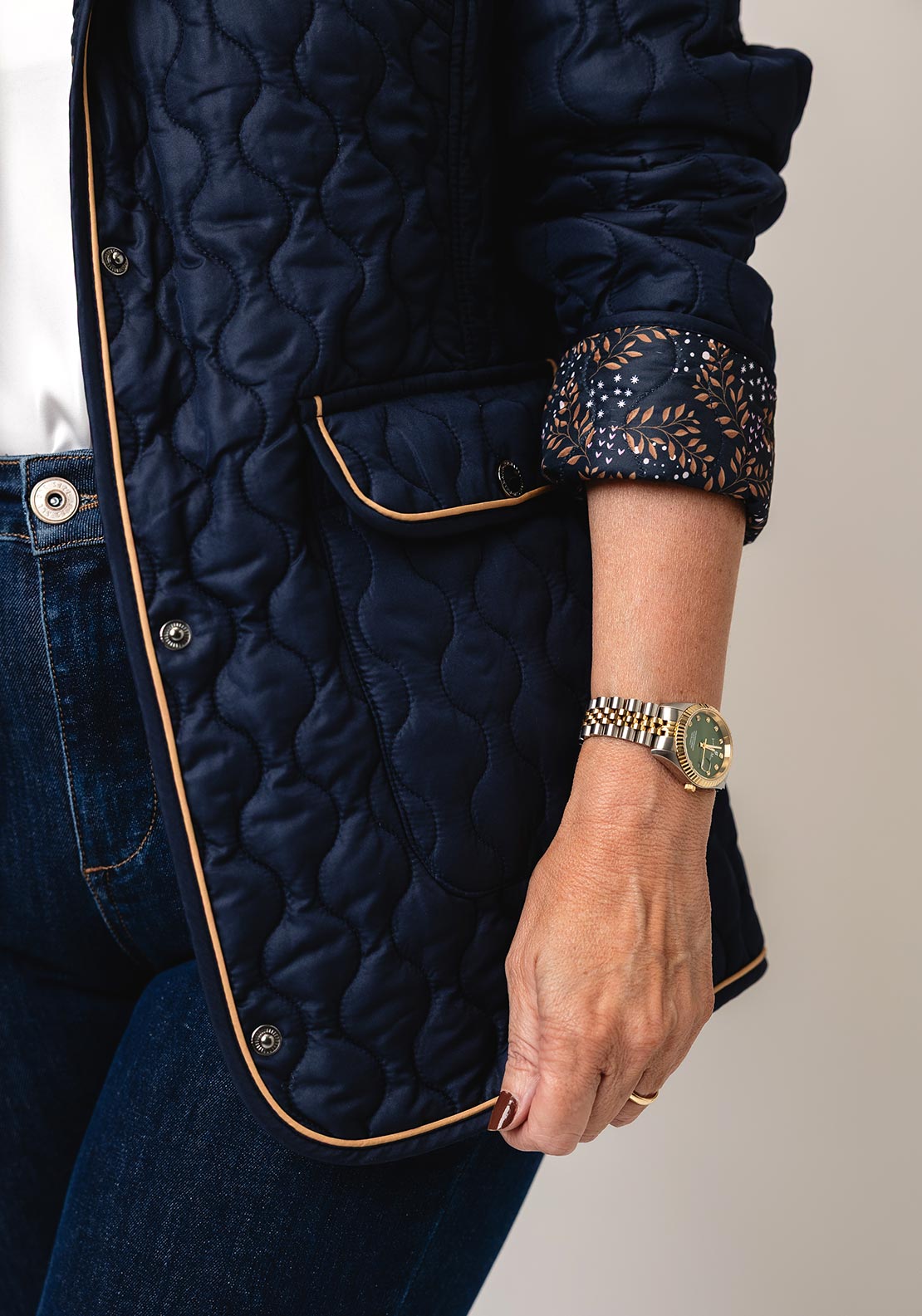 Normann Quilted Reversible Coat, Navy