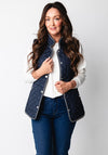 Normann Quilted Reversible Gilet, Navy Check