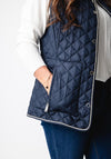 Normann Quilted Reversible Gilet, Navy Check