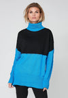 Nu Denmark Ramone Long Knit Jumper, Black & Blue