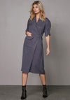 Nu Denmark Ymke Wrap Detail Midi Dress, Grey