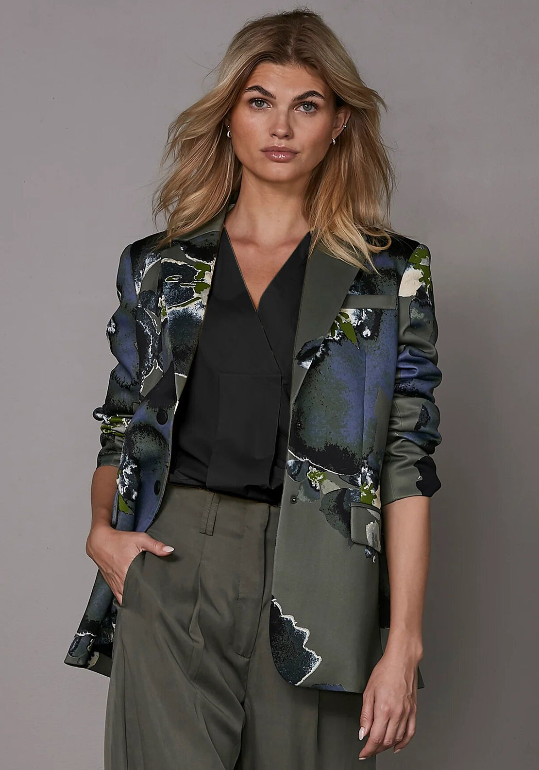 Nu Denmark Yoko Floral Print Blazer, Green - McElhinneys