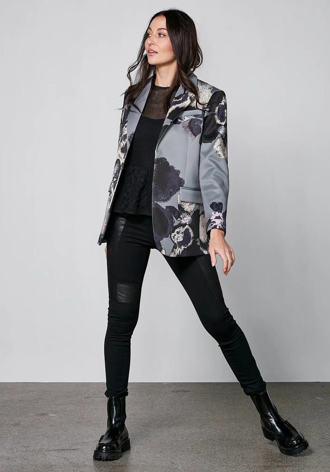 Nu Denmark Yoko Floral Print Blazer, Grey