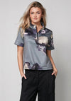 Nu Denmark Yoko Floral Print Top, Grey