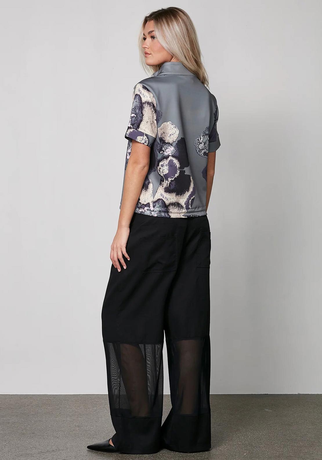 Nu Denmark Yoko Floral Print Top, Grey