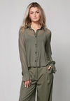 Nu Denmark Yrja Mesh Button Up Blouse, Green