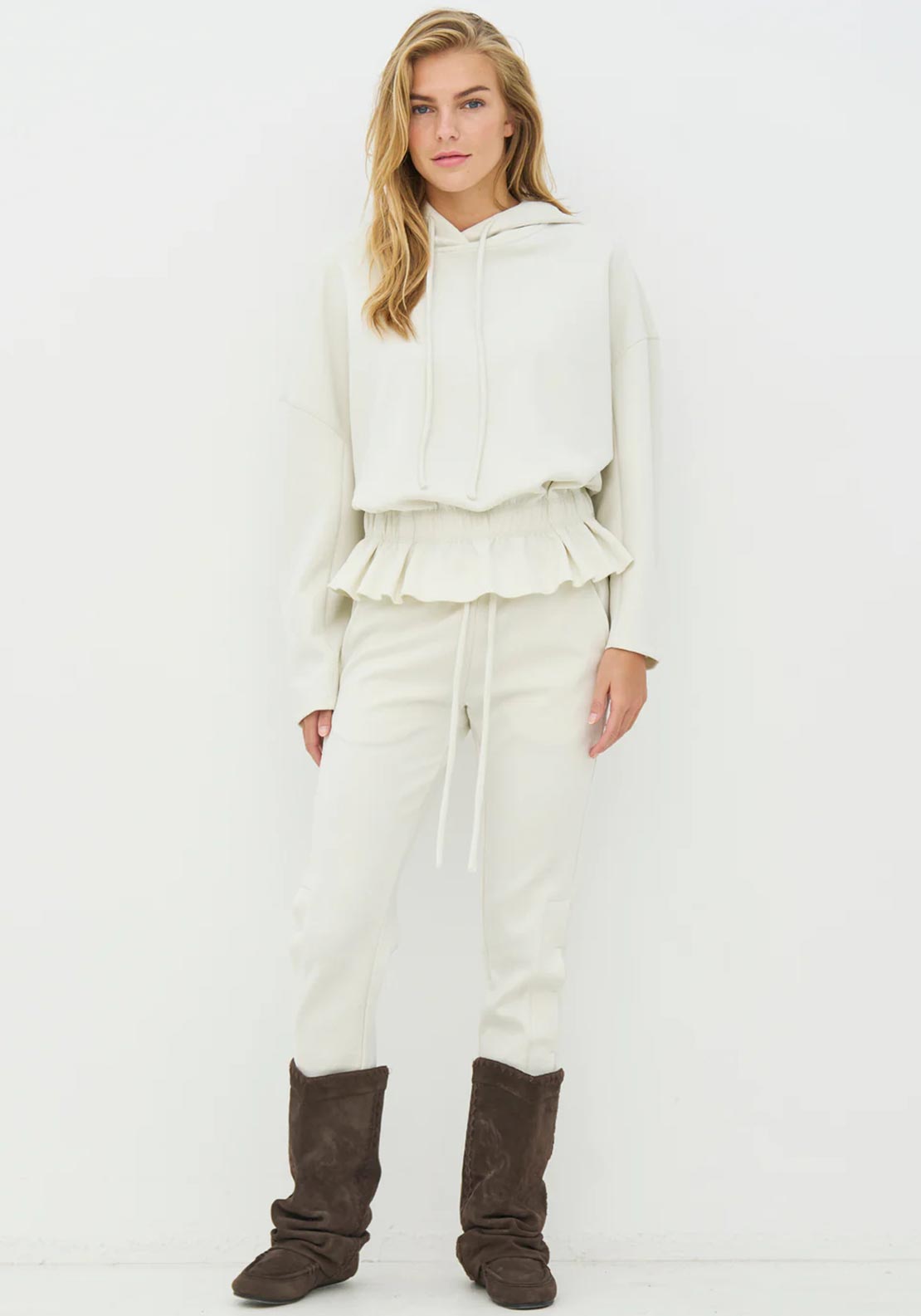 NU Denmark Cora Waist Detail Hoodie, Off-White