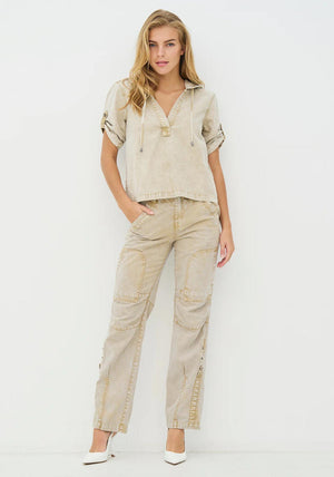 NU Denmark Cadey Denim Look Blouse, Light Beige