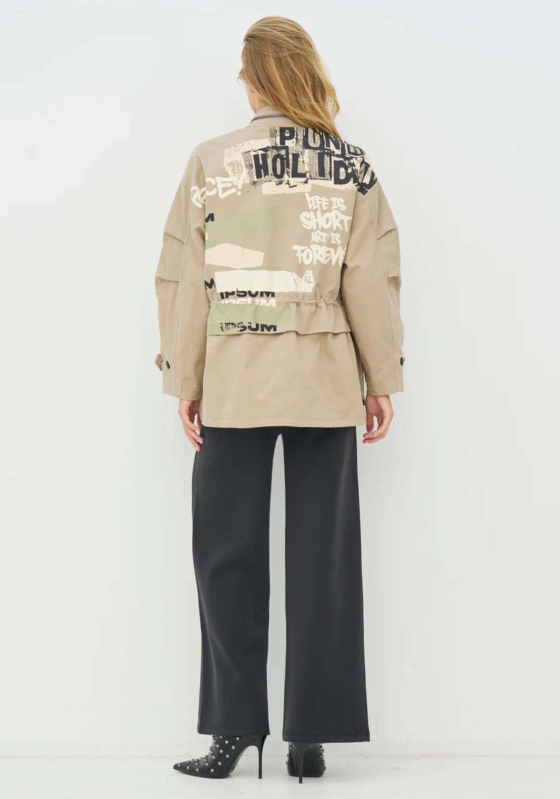NU Denmark Cherrell Graphic Print Jacket, Beige Multi