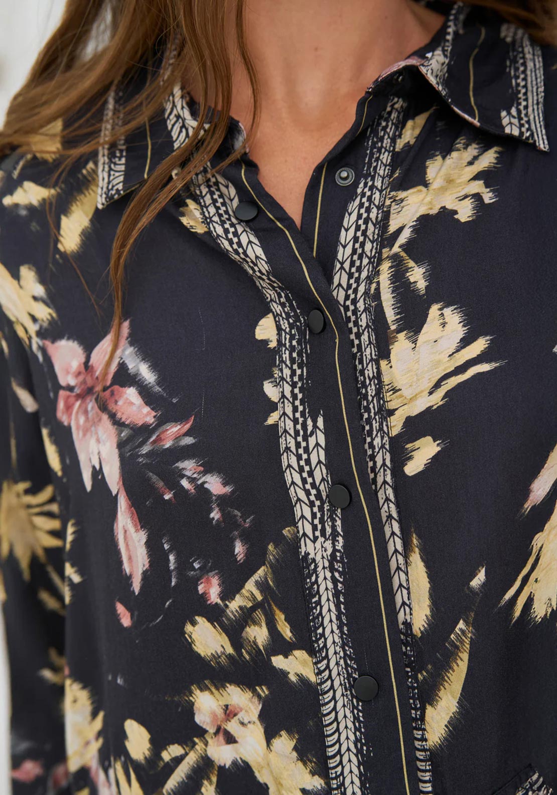 NU Denmark Cara Floral Shirt, Black Multi