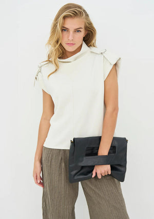 NU Denmark Cora Buckle Shoulder Blouse, White