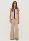 NU Denmark Diem with Stripe Detail T-Shirt, Beige and Navy