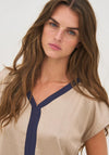 NU Denmark Diem with Stripe Detail T-Shirt, Beige and Navy