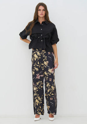 NU Denmark Cara Floral Trousers, Black Multi