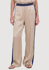 NU Denmark Diem with Stripe Detail Wide Leg Trousers, Beige and Navy