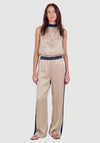 NU Denmark Diem with Stripe Detail Wide Leg Trousers, Beige and Navy