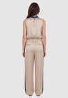 NU Denmark Diem with Stripe Detail Wide Leg Trousers, Beige and Navy