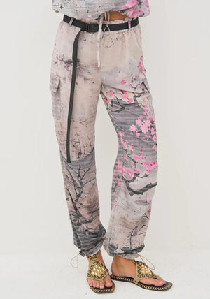 Nu Denmark Dell Cherry Blossom Print Trousers, Grey Multi